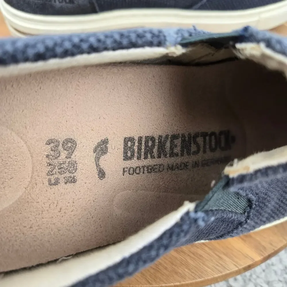 Birkenstock Womens 39 Oswego Midnight Blue Canvas Suede Slip On Daily Sneaker